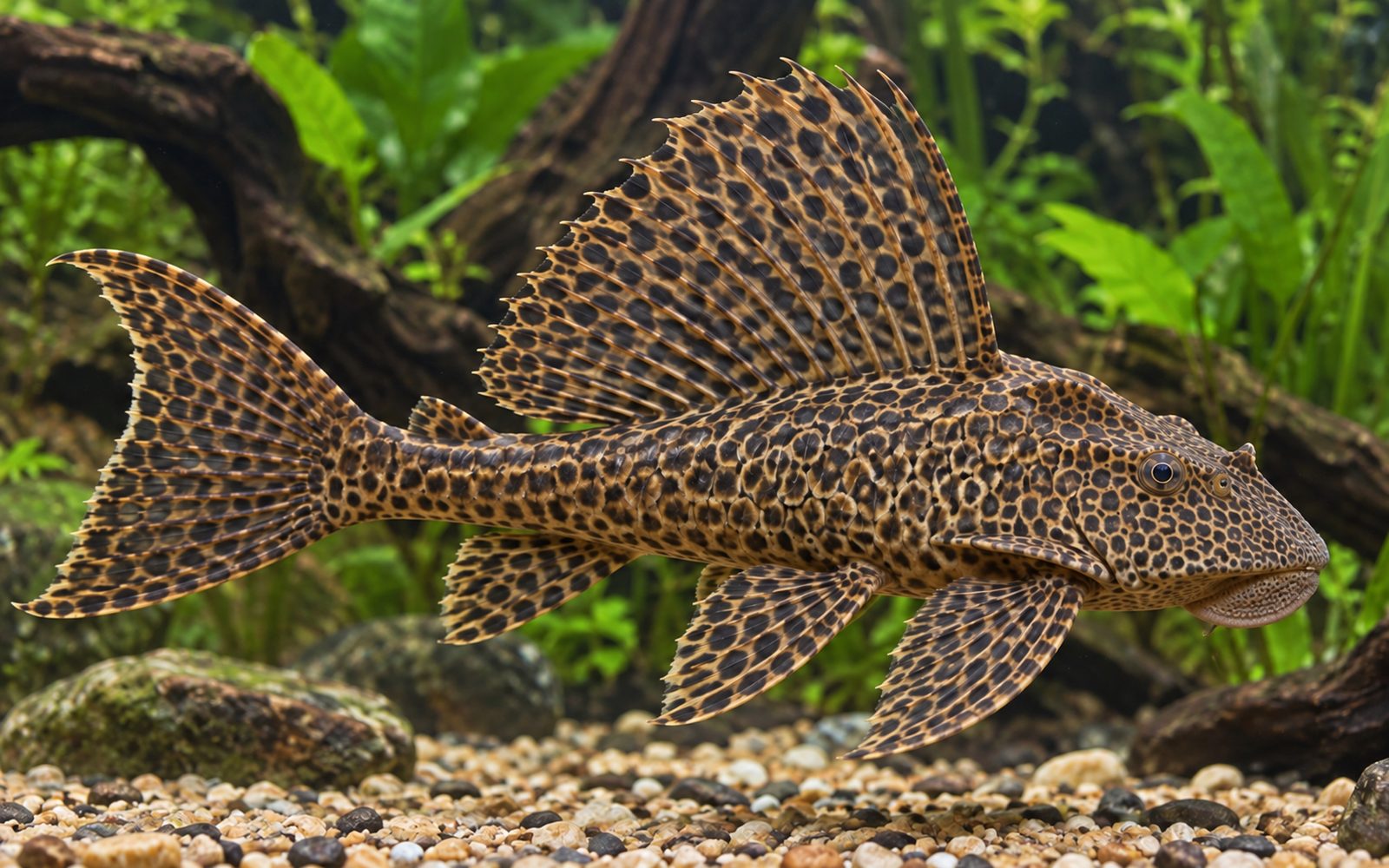 Leopar Yelken Pleko (Pterygoplichthys gibbiceps)